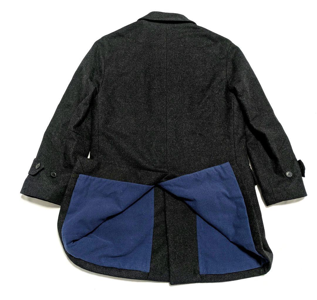 極美品 バーバリーブラックレーベル ウール ステンカラーコート ノバチェック L