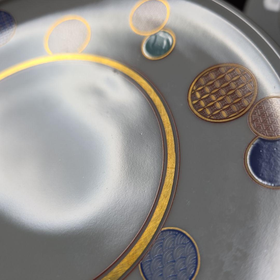 深川製磁　赤絵 丸紋　手毬　プレート　中皿　19.5cm 　5枚