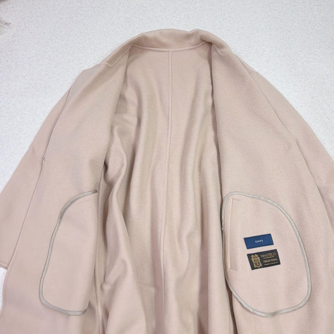 シップス MANTECO リバーコート ロング 36 ゆったり　ピンク