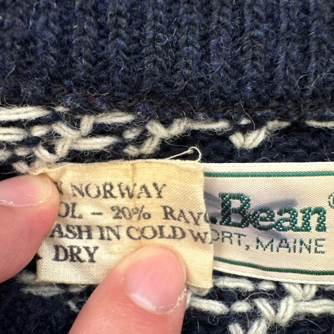 【山田】80s L.L.Bean バーズアイ　ニット　ノルウェー製