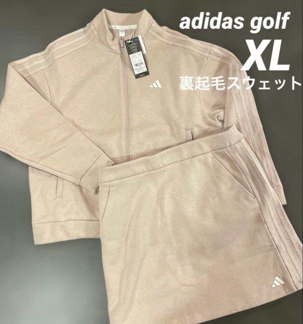 アディダスゴルフ　長袖トレーナー&スカート裏起毛セットアップ　スリーライン
