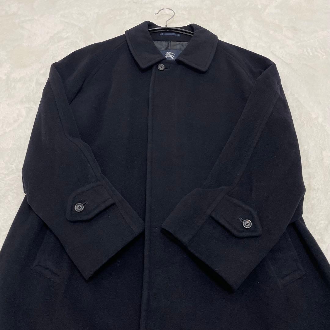 【美品】バーバリーロンドン カシミヤ アンゴラ ステンカラーコート ネイビー