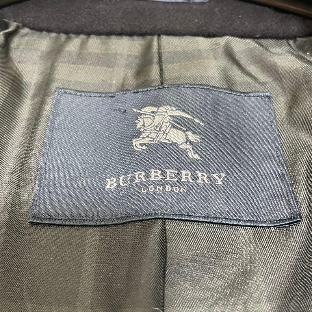 【美品】バーバリーロンドン カシミヤ アンゴラ ステンカラーコート ネイビー