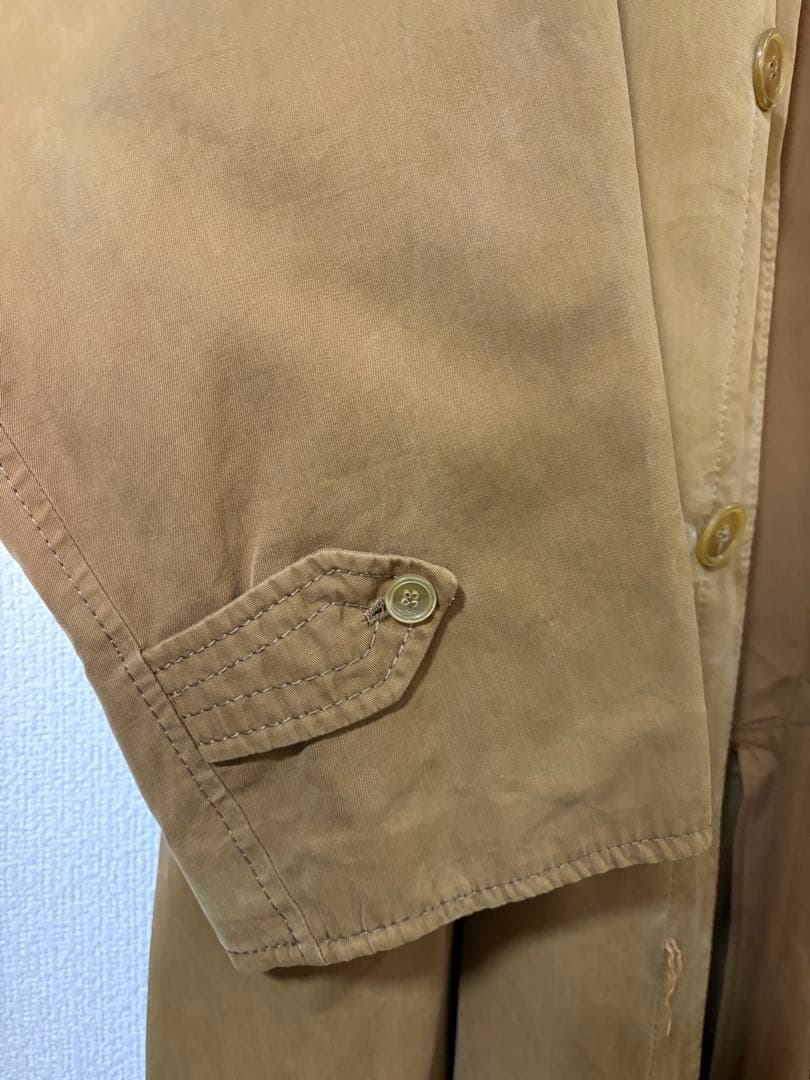 unknown ブラウン ステンカラーコート ヴィンテージ 一枚袖同様　コットン