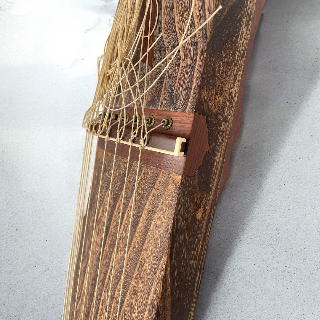 琴　筝 13弦　オレンジ飾り　鶴の絵　猫足　ヴィンテージ　木製