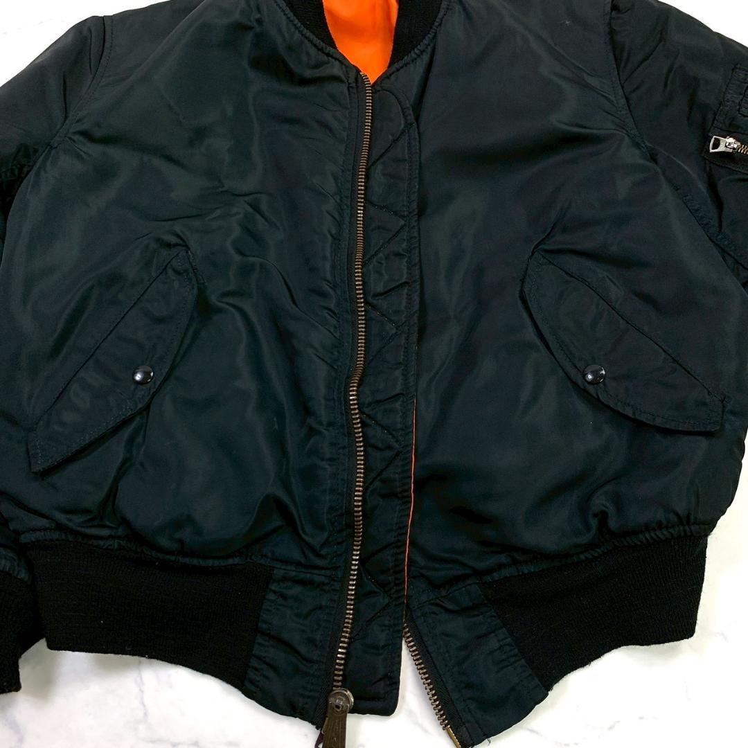 80s USA製 ALPHA MA-1 フライトジャケット 黒 L　D975