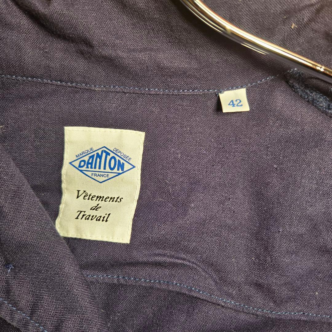 DANTON リネンコットン ショップコート ネイビー 42