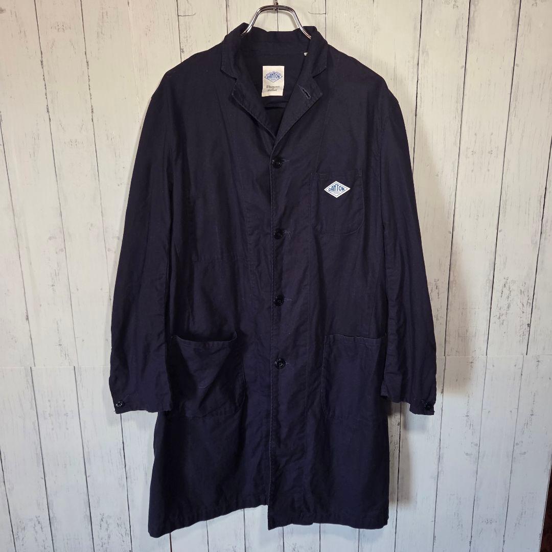 DANTON リネンコットン ショップコート ネイビー 42