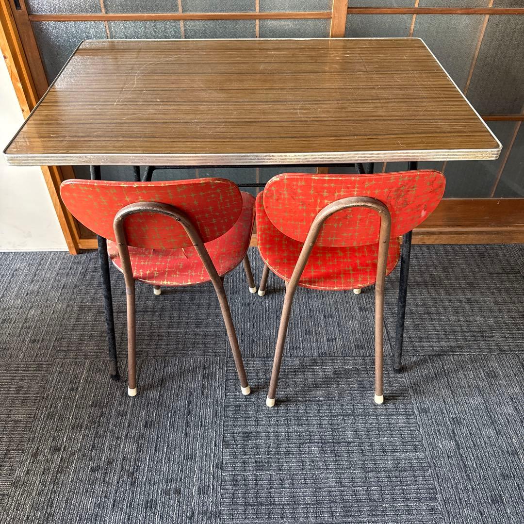 昭和レトロ 食堂テーブル 鉄脚 古家具 ヴィンテージ 当時物 - メルカリ