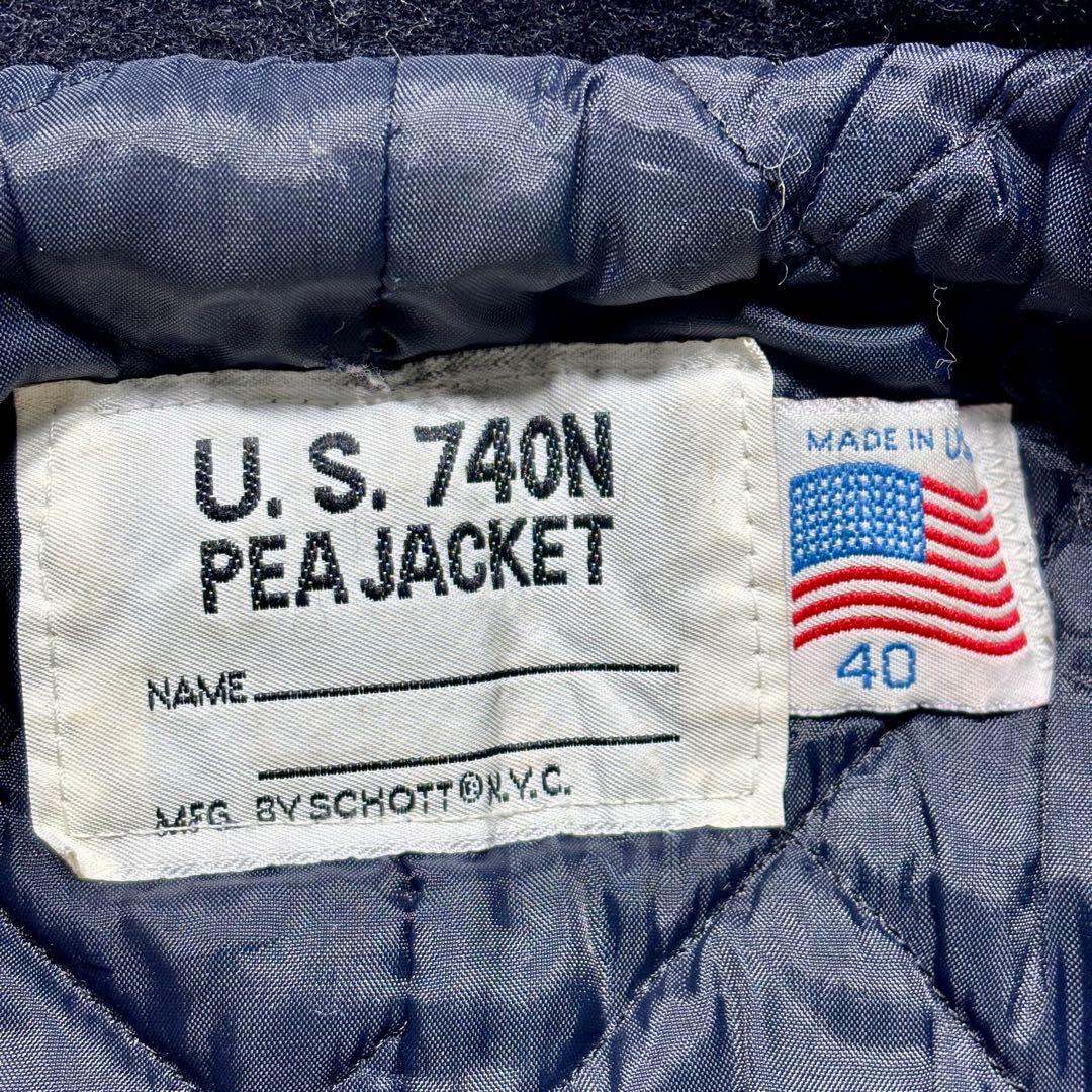 希少カラー✨ SCHOTT Pコート 40サイズ キルティング グレー ネイビー