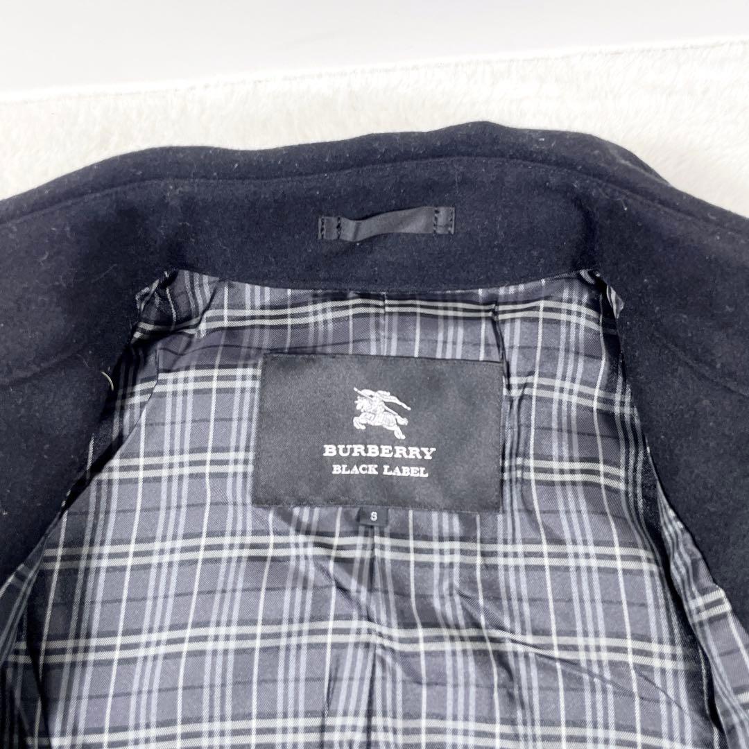 バーバリーブラックレーベル 銀ボタン マリンコート カシミヤ ウールコート