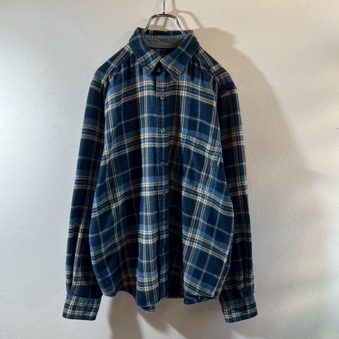 は*こ様 Woolrich オンブレチェックフランネルシャツ M ネイビー/チェ