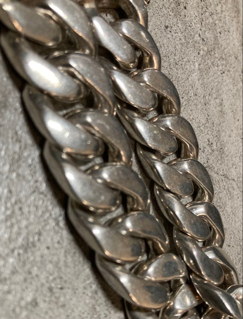 [11] Silver925 / 123g 極太 Wストッパー喜平チェーンブレス