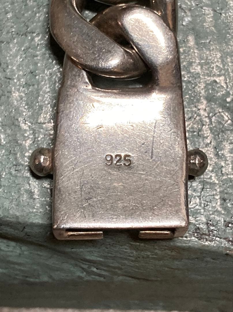 [11] Silver925 / 123g 極太 Wストッパー喜平チェーンブレス