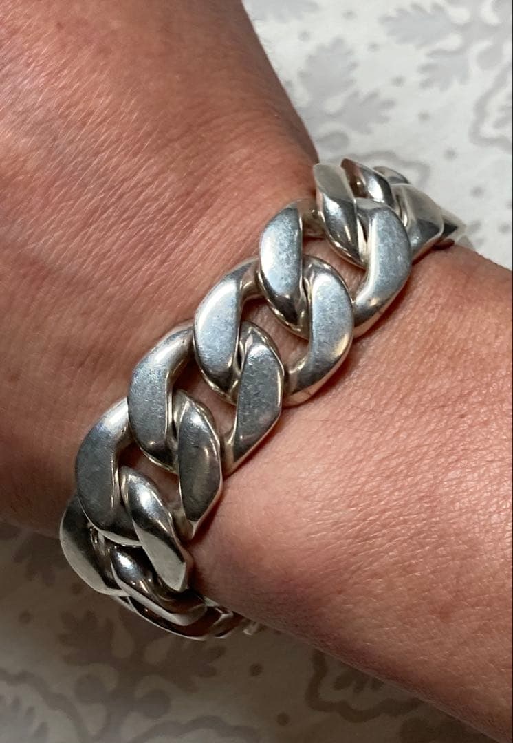 [11] Silver925 / 123g 極太 Wストッパー喜平チェーンブレス