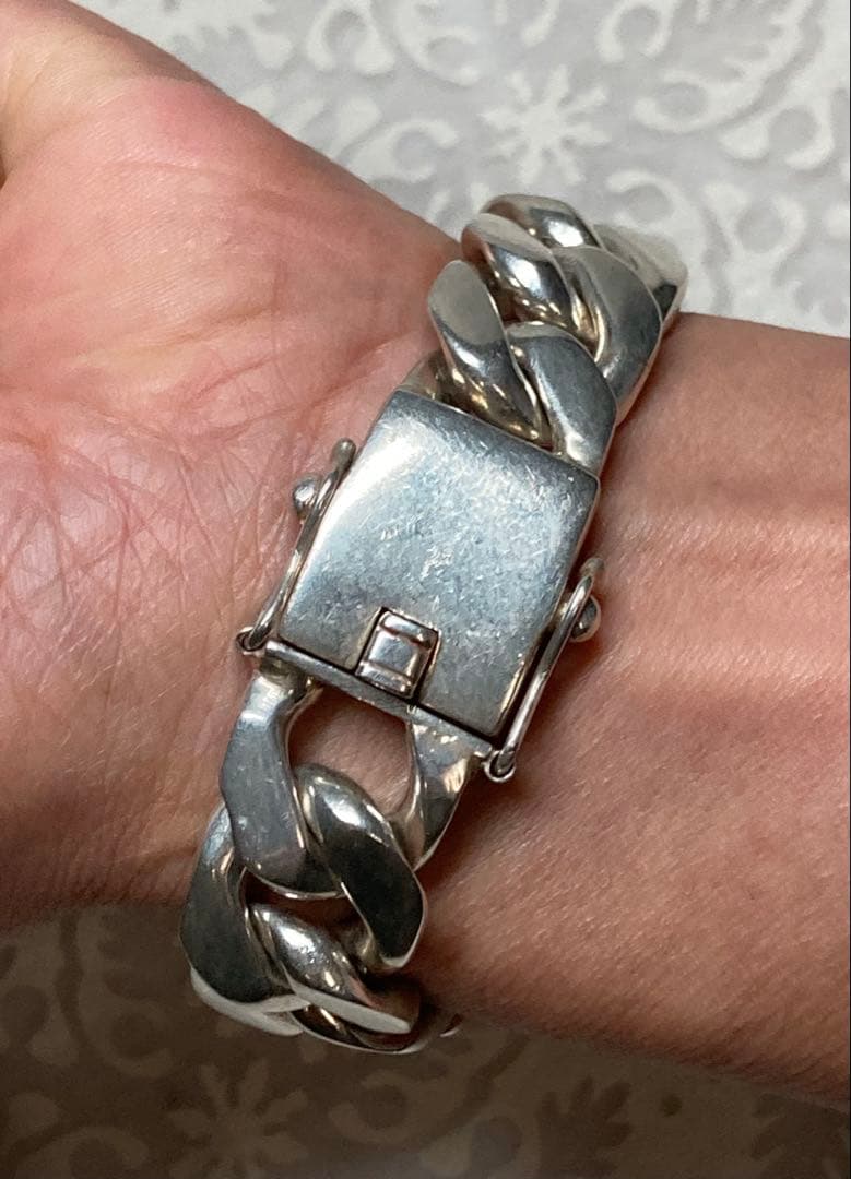 [11] Silver925 / 123g 極太 Wストッパー喜平チェーンブレス