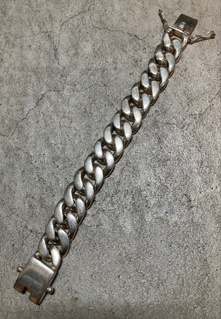 [11] Silver925 / 123g 極太 Wストッパー喜平チェーンブレス