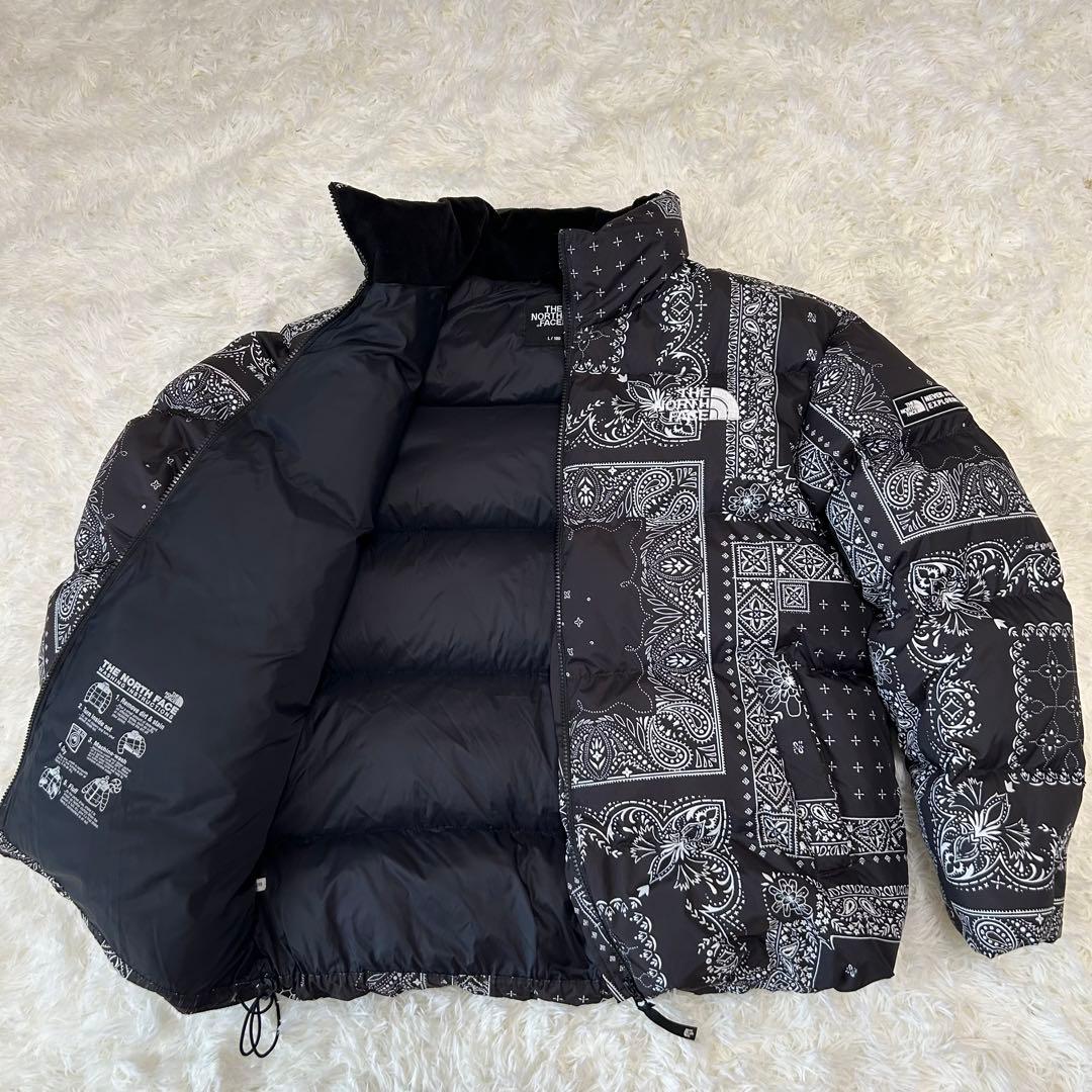 美品ノースフェイス ヌプシ メンズ バンダナ柄 ペイズリー柄 海外限定