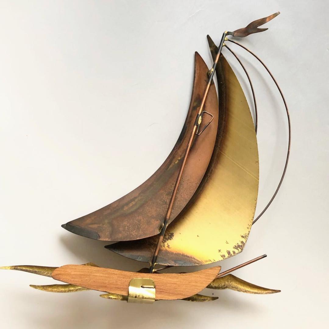 ＃3627【希少絶品】壁掛け ペア ウォールデコ セイルボート ヨット 60年代