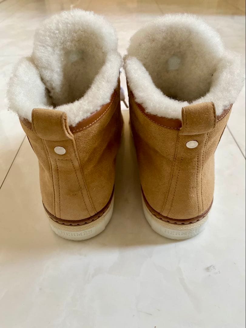 美品 エルメス ムートン スニーカー ジミー 36.5 23.5 HERMES