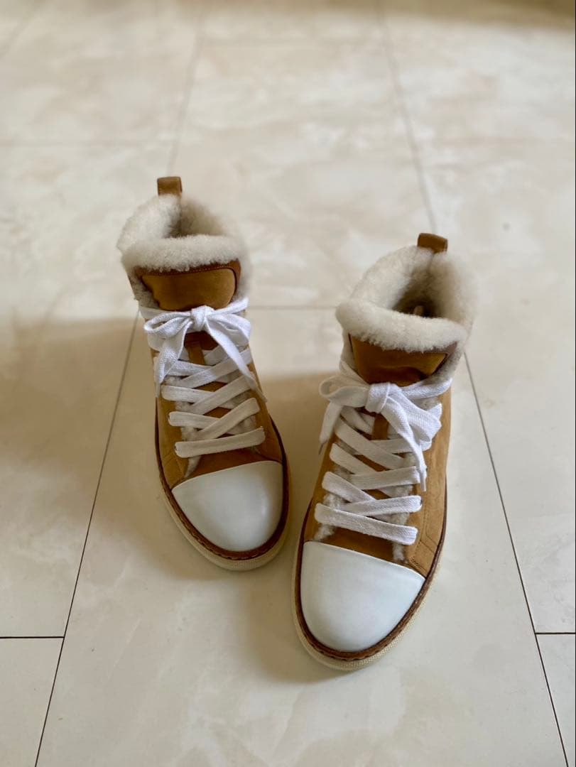 美品 エルメス ムートン スニーカー ジミー 36.5 23.5 HERMES