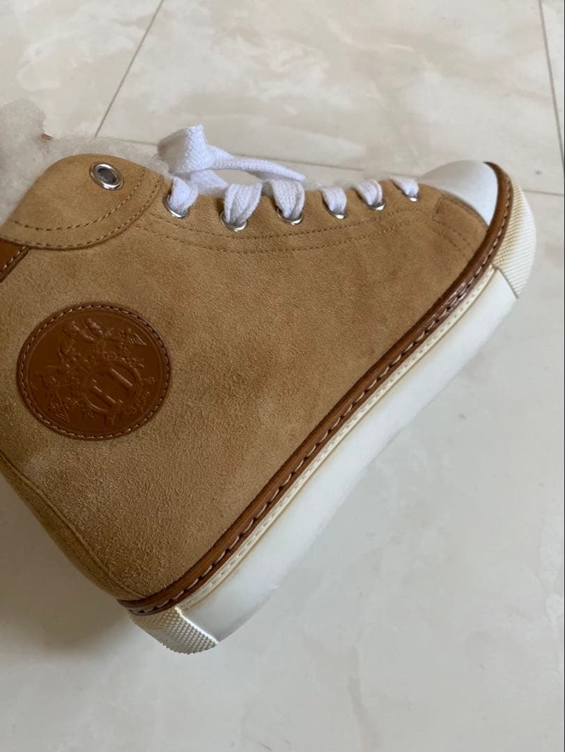 美品 エルメス ムートン スニーカー ジミー 36.5 23.5 HERMES