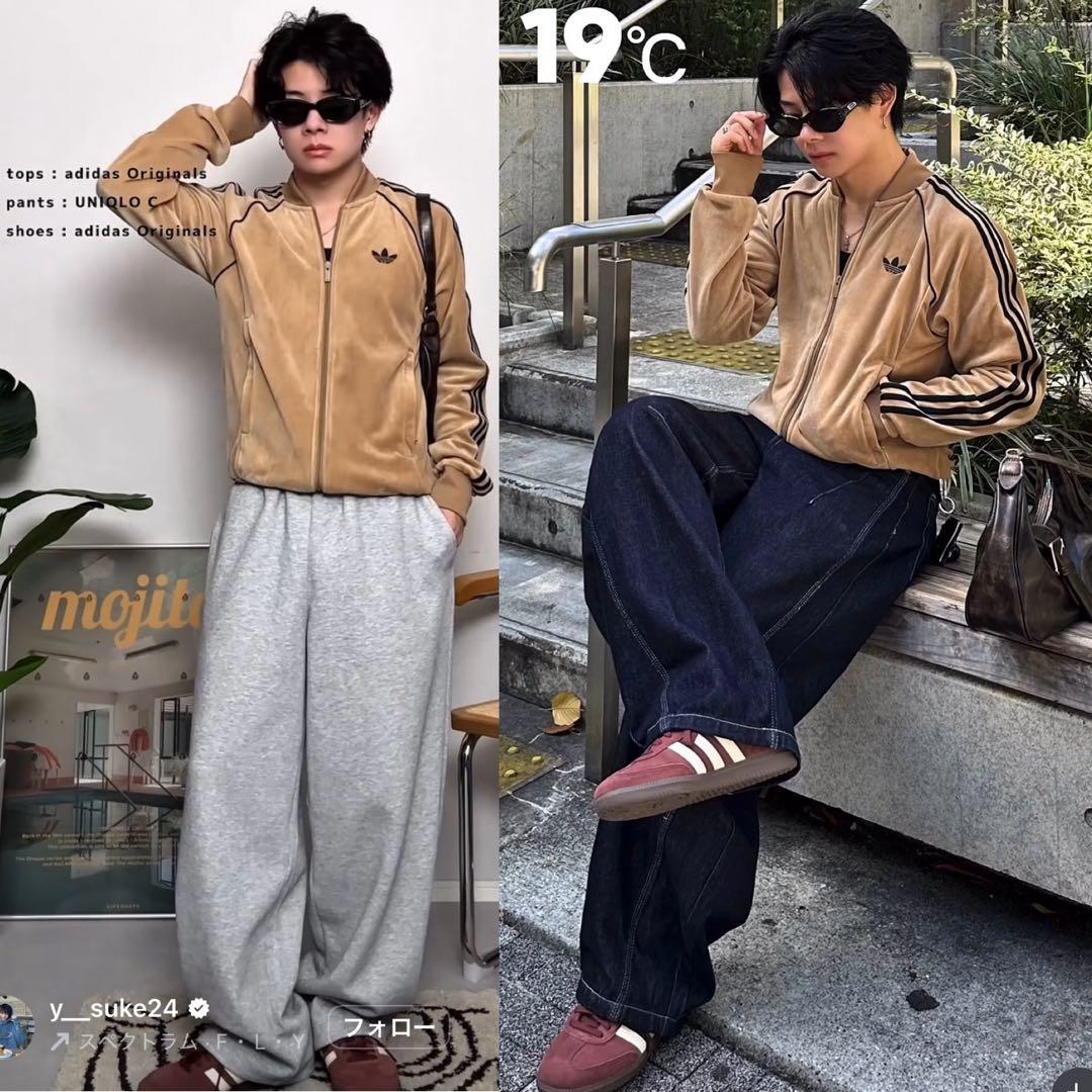 新品XL⭐️adidas アディカラー ブラウンベロア トラックトップ michi