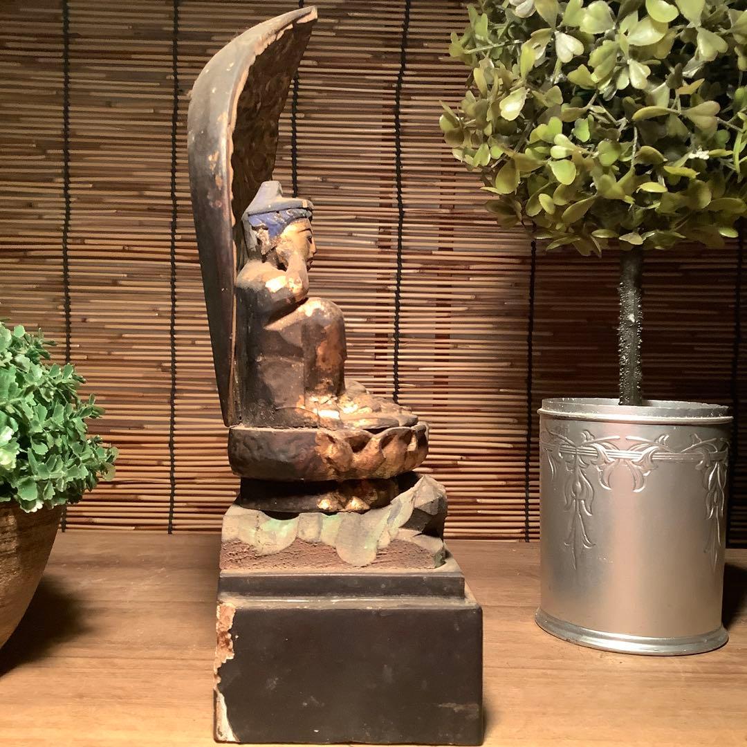 江戸初期・救世菩薩「如意輪観世音菩薩」七観音一尊・如意宝珠・金彩