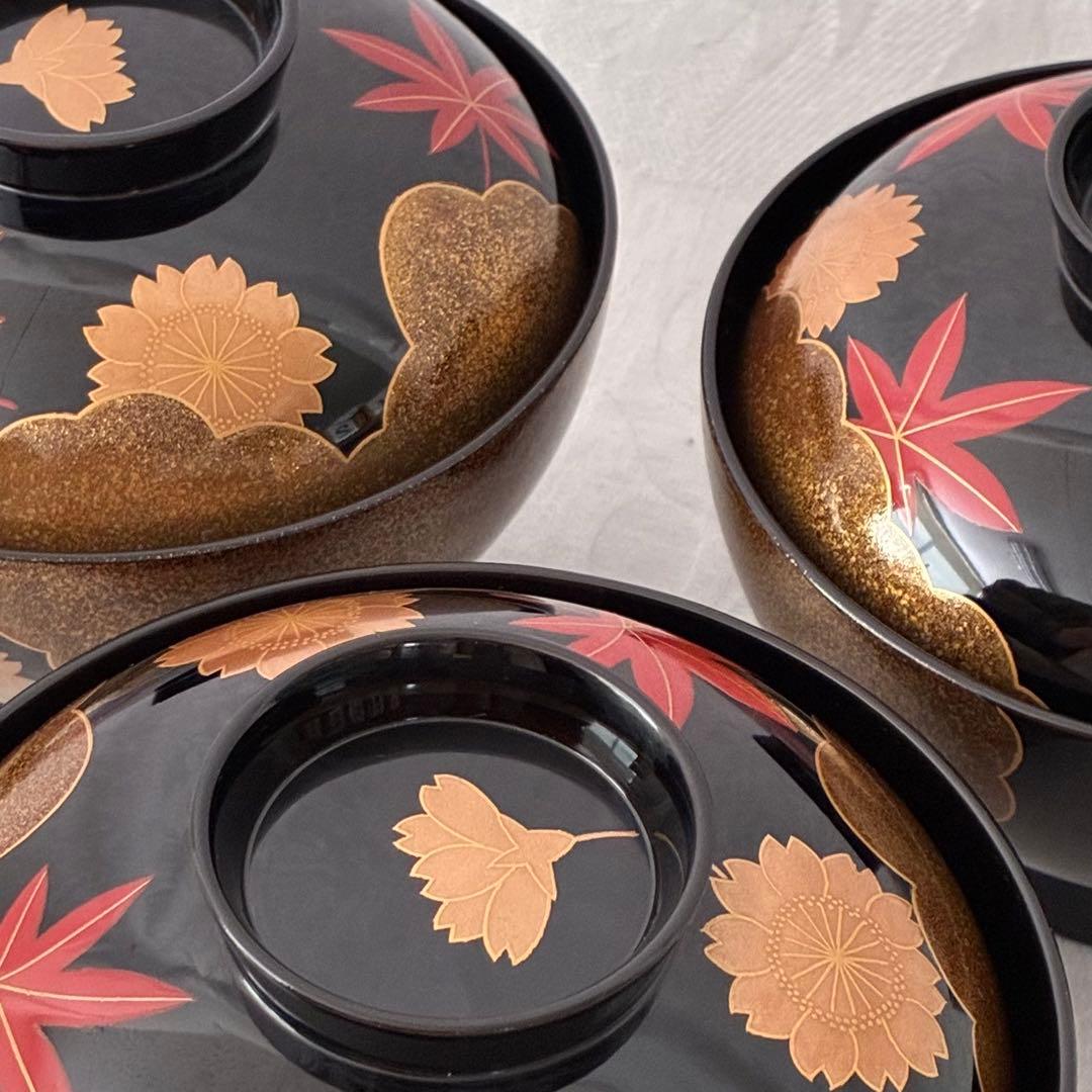 最終価格★【未使用級】 山中塗 漆器 吸物椀 春秋 雑煮碗 正月