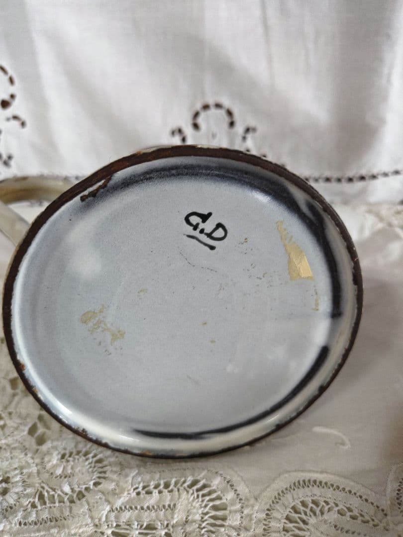 フランス　アンティークホーロー　コーヒーポット　小振りサイズ