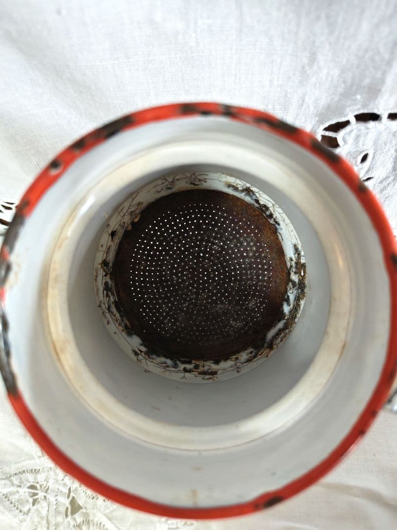 フランス　アンティークホーロー　コーヒーポット　小振りサイズ