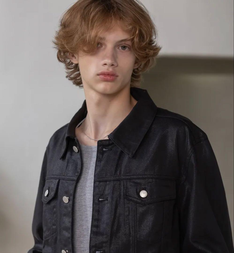 コーティングデニムジャケット ブラック