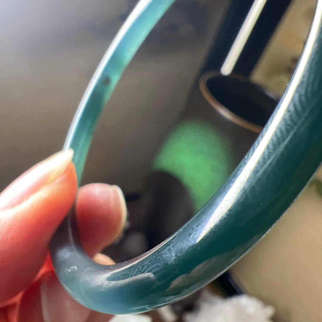 本翡翠、ネイビー、幽緑細身バングル〜58.5