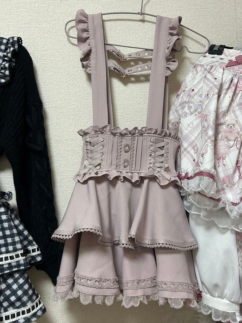 LIZLISA サスペンダー付きティアードスカパン ピンク - メルカリ