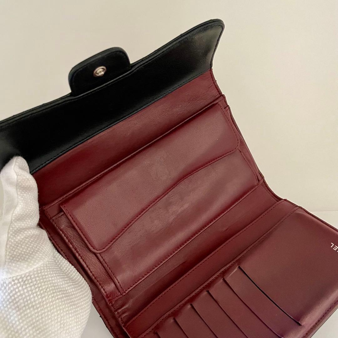 シャネル マトラッセ ココマーク 長財布 ラムスキン ブラック レディース