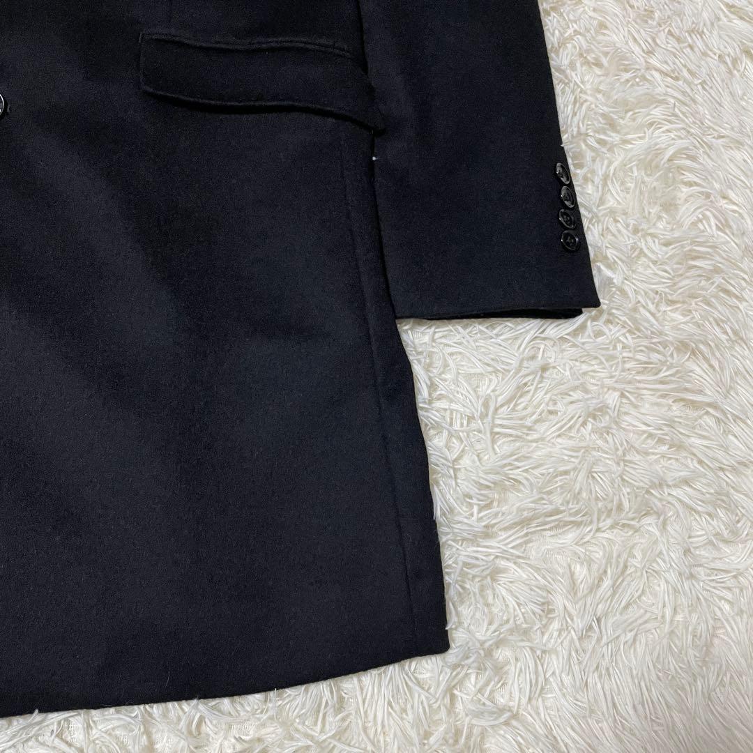 【極美品】スーツセレクト カシミヤ アンゴラ チェスターコート ベロア切替 黒