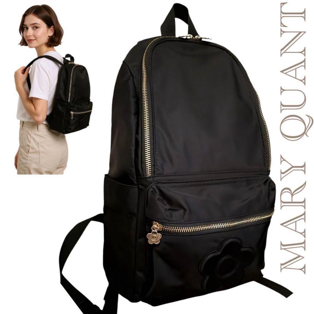 新品同様✨マリークワント　ナイロン マットサテン デイジー リュック デイパック