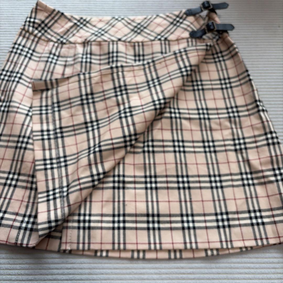J033【極美品】バーバリーブルーレーベル ラップスカート 総柄 ノバ