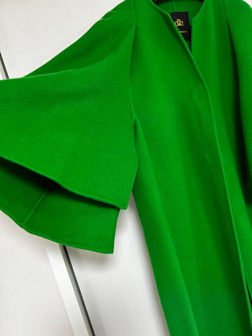 Drawerドゥロワー drawerグリーン フレアスリーブ ロングコート 38