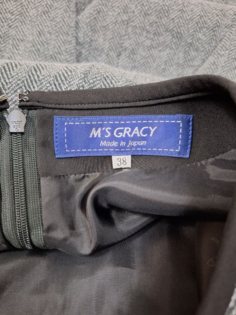 超美品 M's gracy コンフォートヘリンボーンワンピース