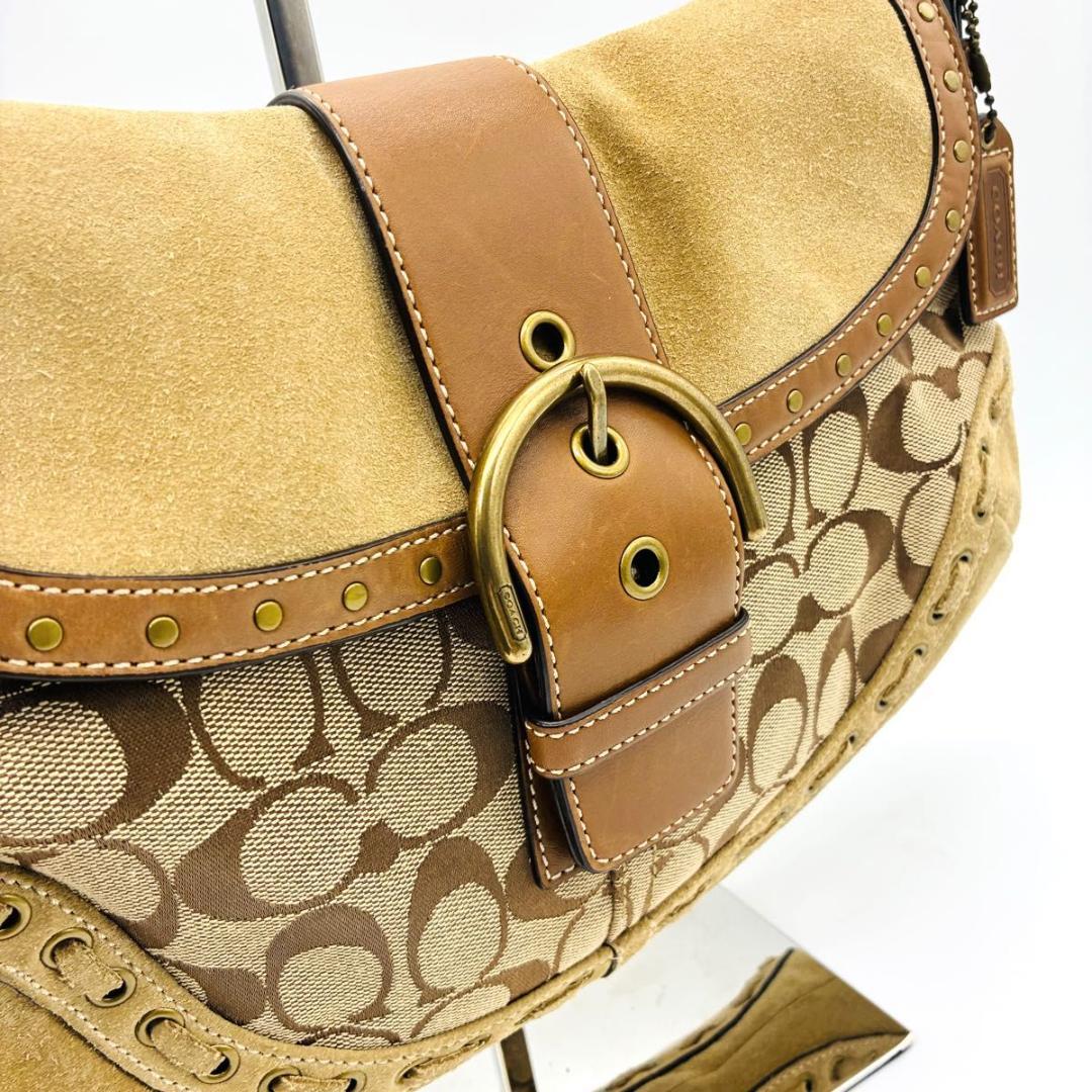 コーチ ソーホー ハンドバッグ ショルダーバッグ スウェード レザー ベージュ