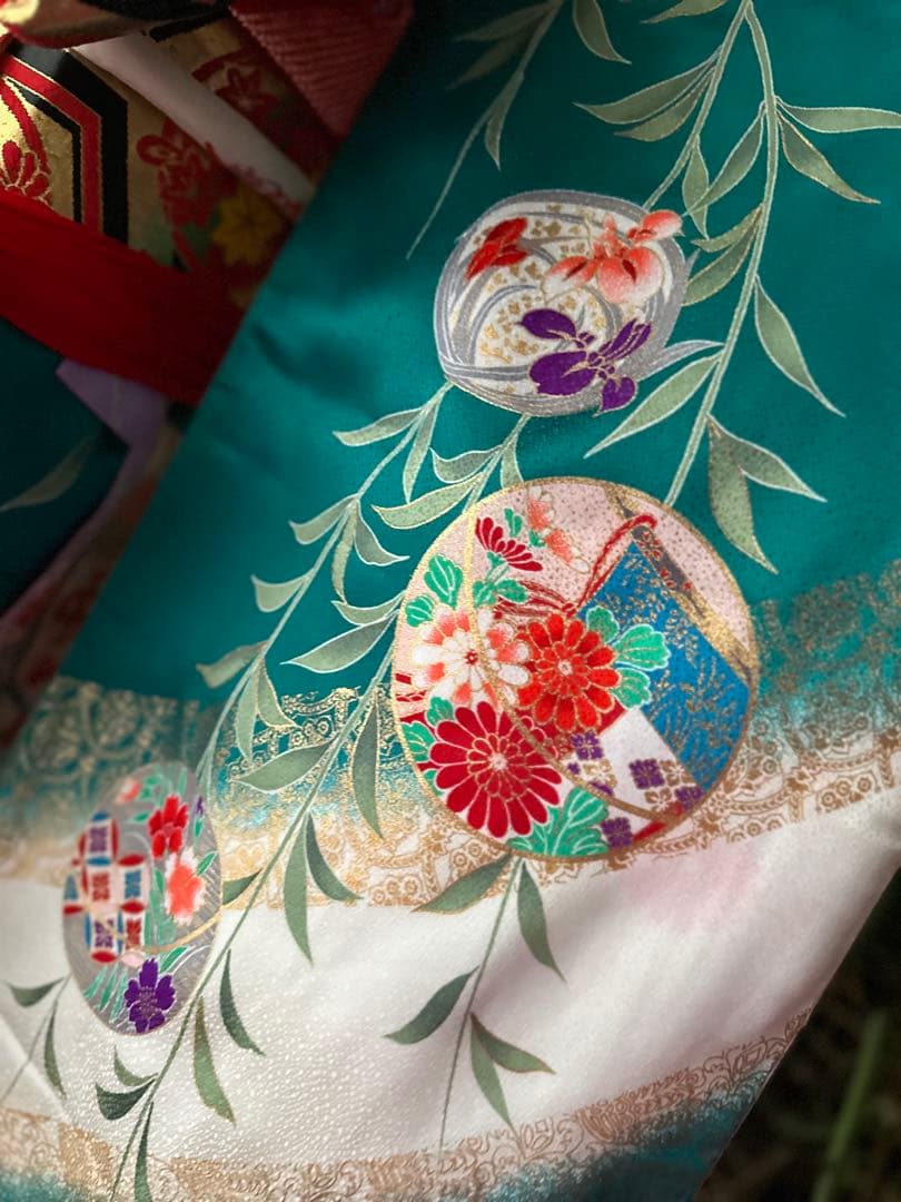 プーさん様専用7歳用七五三フルセット ピーコックグリーン 5点セット