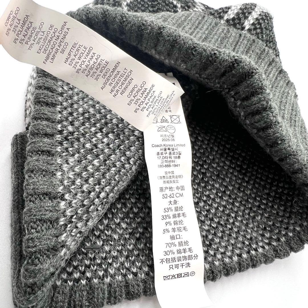 ◆新品 COACHコーチ ジャンボシグネチャー アルパカ混 ビーニー ニット帽◆