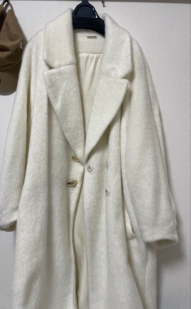 【美品】【即購入OK】SNIDELシャギーロングコート アイボリー