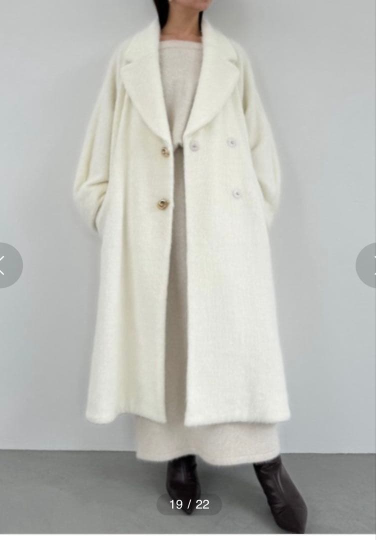 【美品】【即購入OK】SNIDELシャギーロングコート アイボリー