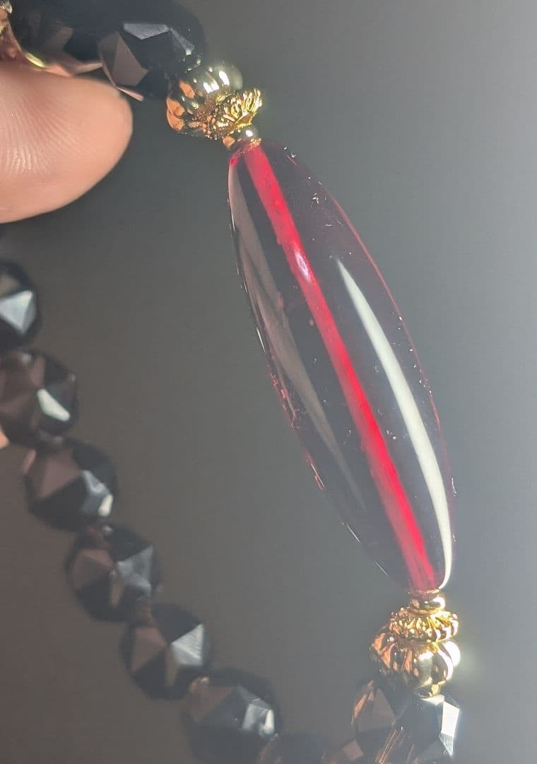 高品質極美妖艶バルト海産レッドアンバー天珠型☓スターカットモリオンデザブレ