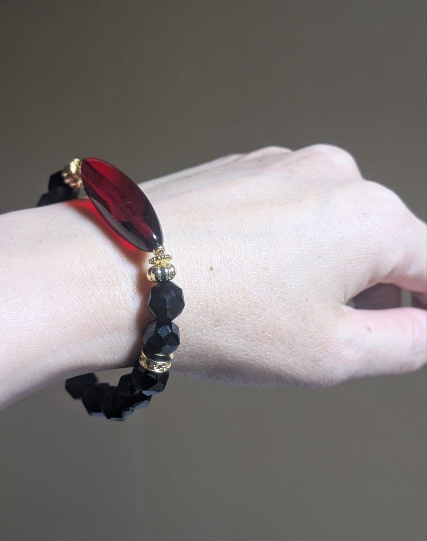 高品質極美妖艶バルト海産レッドアンバー天珠型☓スターカットモリオンデザブレ