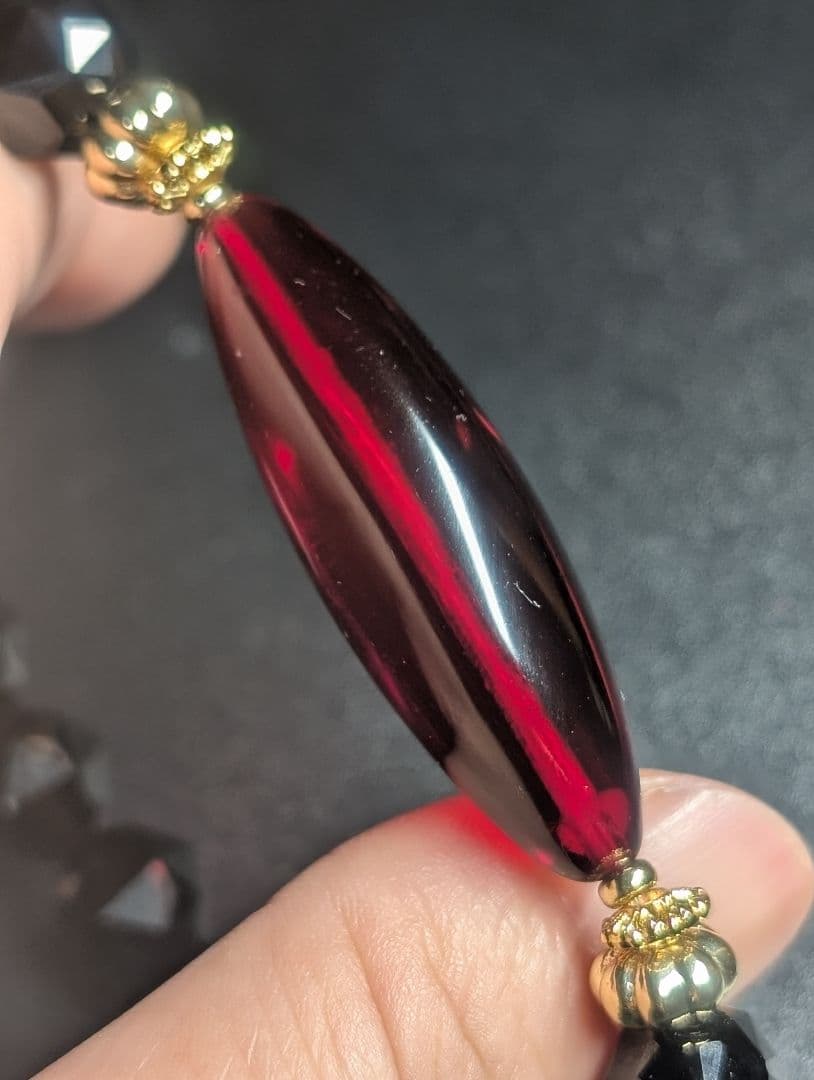 高品質極美妖艶バルト海産レッドアンバー天珠型☓スターカットモリオンデザブレ