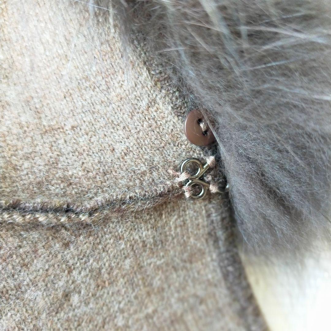 美品　レリアン　カシミヤ100％　フォックスファー　フード　ポンチョ　3Way