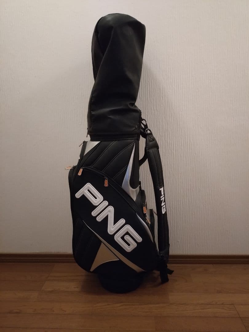 【Lion様】希少PING キャディバッグ ブラック/ホワイトボルボ刺繍入非売品